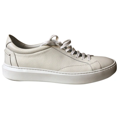 Pre-owned Barrett Leather Low Trainers In White