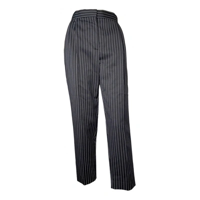 Pre-owned Max Mara Wool Straight Pants In Black