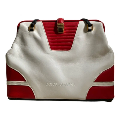 Pre-owned Dolce & Gabbana Lucia Leather Handbag In White