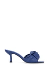 By Far Lana Glossy Twist Kitten-heel Mules In Deep Blue