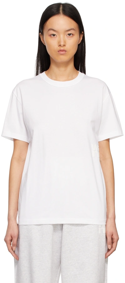 Alexander Wang T White Puff Logo Jersey T-shirt In 100 White