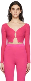 Jacquemus Alzou Cropped Mohair-blend Cardigan In 430 Pink
