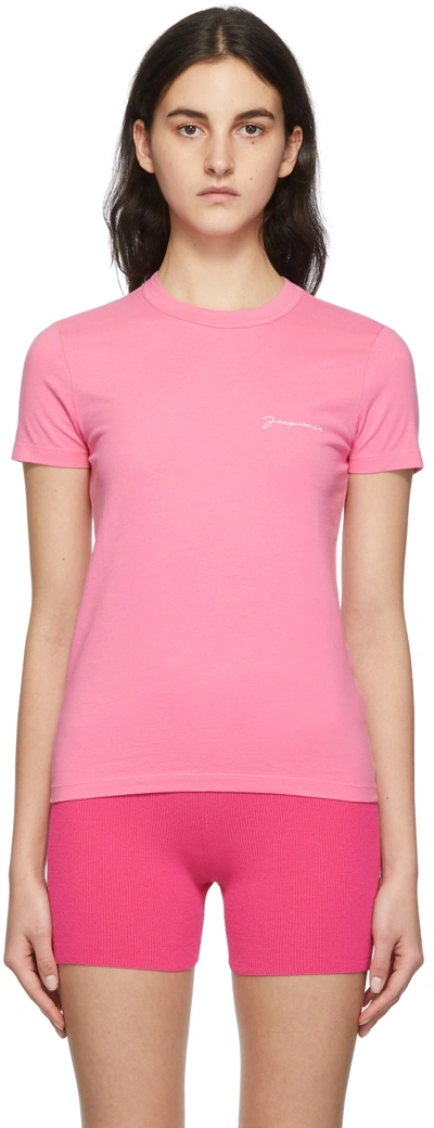 Jacquemus Logo-print Organic Cotton T-shirt In Pink & Purple
