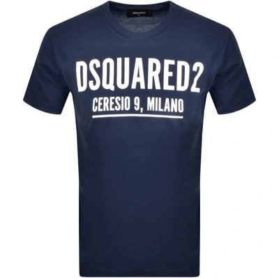 Dsquared2 Ceresio 9 Print Cotton Jersey T-shirt In Dark Blue