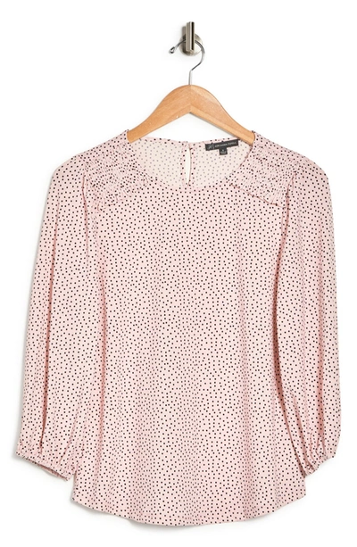 Adrianna Papell 3/4 Sleeve Crew Neck Top In Blush Glowing Dot