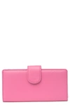 Mundi Slim Leather Clutch Continental Wallet In 96-blush/hot Pink