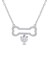 Delmar Sterling Silver Dew Created Moissanite Bone Necklace In Silver