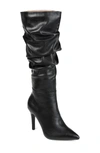 Journee Collection Sarie Ruched Shaft Pointed Toe Stiletto Boot In Black