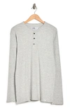 Mister Long Sleeve Waffle Knit Henley In Grey Heather Waffle