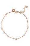 Cz By Kenneth Jay Lane Cz & Mother-of-pearl Station Anklet In White / Clear/ Rose Gold