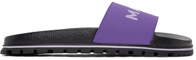 Marc Jacobs Purple 'the Slide' Flat Sandals In Black
