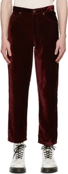 MARC JACOBS RED 'THE LIQUID VELVET' TROUSERS