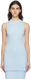 Matériel Tbilisi Blue Ribbed High Neck Tank Top In Light Blue