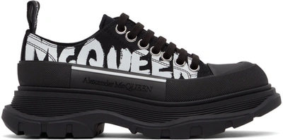 Alexander Mcqueen Graffiti-logo Tread Slick Sneakers In Black