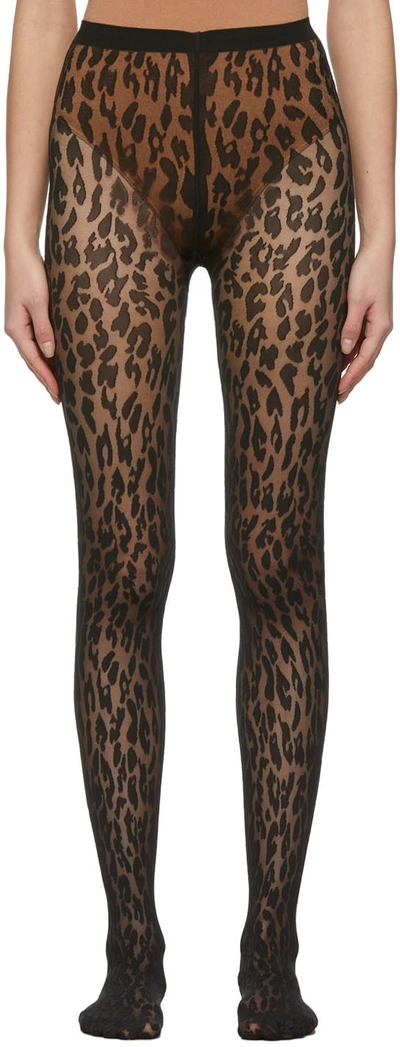 Wolford Josey 20 Denier Leopard-print Tights In Black