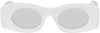 Loewe Paula's Ibiza Rectangle Sunglasses, 49mm In White/gray Mirror Solid