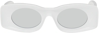 Loewe Paula's Ibiza Rectangle Sunglasses, 49mm In White/gray Mirror Solid