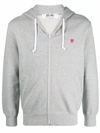 Comme Des Garçons Play Heart Patch Zip-up Hoodie In Grey