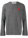Comme Des Garçons Play Grey Heart Patch Crewneck Sweater In Grey