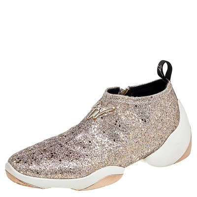 Pre-owned Giuseppe Zanotti Gold Glitter Jump Sneakers Size 40