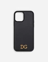 DOLCE & GABBANA CALFSKIN IPHONE 12 PRO MAX COVER WITH BAROQUE DG LOGO