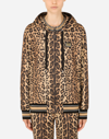 Dolce & Gabbana Zip-up Jersey Hoodie With Leopard Print In Multicolor