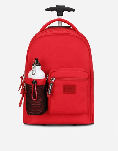 Dolce Gabbana Kids' Nylon Trolley With Dg Logo In Red