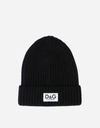 DOLCE & GABBANA RIBBED KNIT HAT WITH LOGO LABEL