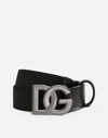 Dolce & Gabbana Black Belt With Buckle Closure And Interwoven Design In Leather Man In Black