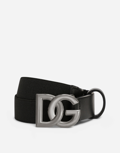 Dolce & Gabbana Stretch Belt With Dg Logo In Black
