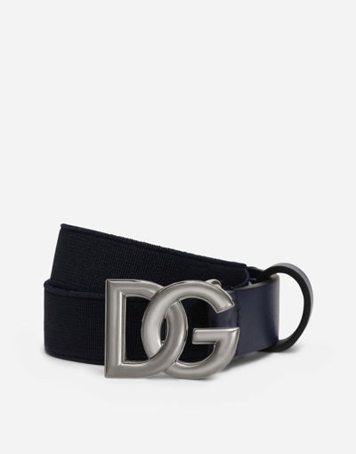 Dolce & Gabbana Stretch Belt With Dg Logo In White