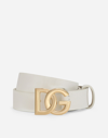 Dolce & Gabbana Calfskin Belt With Dg Logo In White