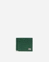 Dolce & Gabbana Crocodile Bifold Wallet With Money Clip And Branded Tag In Green