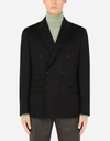 Dolce & Gabbana Deconstructed Double-breasted Cashmere Jacket In Blue