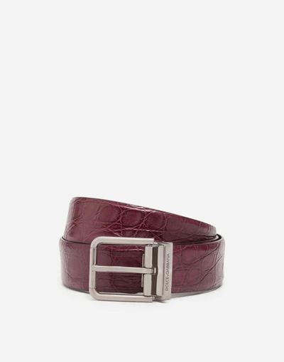 Dolce & Gabbana Textured Leather Belt In Purple