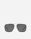 Dolce & Gabbana Square Metal Sunglasses In Shiny Gold And Shiny Black