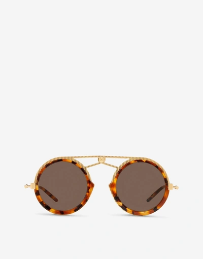 Dolce & Gabbana Dg Fatto A Mano Sunglasses In Gold And Havana