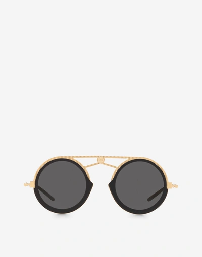 Dolce & Gabbana Dg Fatto A Mano Sunglasses In Gold And Black