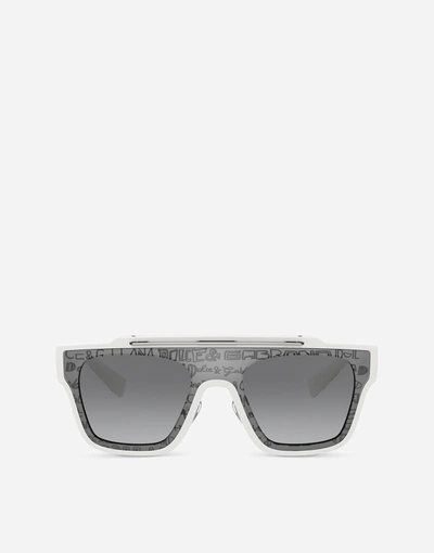 Dolce & Gabbana Dna Graffiti Sunglasses In White And Silver