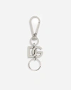Dolce & Gabbana Silver Logo-plaque Silver-tone Keyring In Multicolor