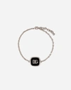 Dolce & Gabbana Bracelet With Enameled Dg Logo In Silver
