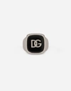 DOLCE & GABBANA RING WITH ENAMELED ACCENT AND DG LOGO