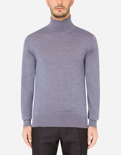 Dolce & Gabbana Cashmere Turtle-neck Sweater In Blue