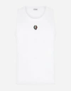 Dolce & Gabbana Two-way Stretch Cotton Singlet With Patch In White