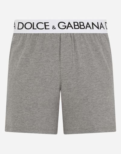 Dolce & Gabbana Two-way Stretch Cotton Boxer Shorts In Grey