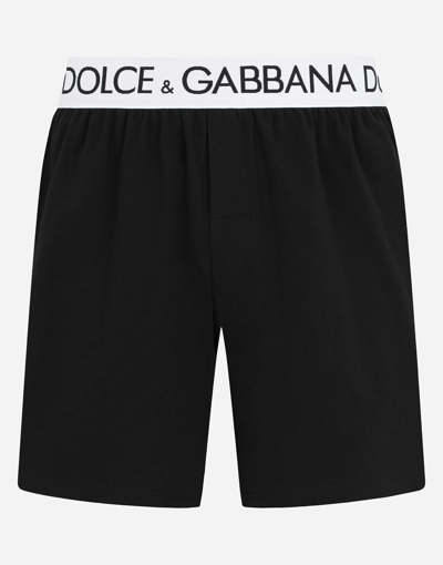 Dolce & Gabbana Two-way Stretch Cotton Boxer Shorts In Black