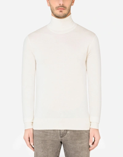 Dolce & Gabbana Cashmere And Silk Turtle-neck Jumper In White