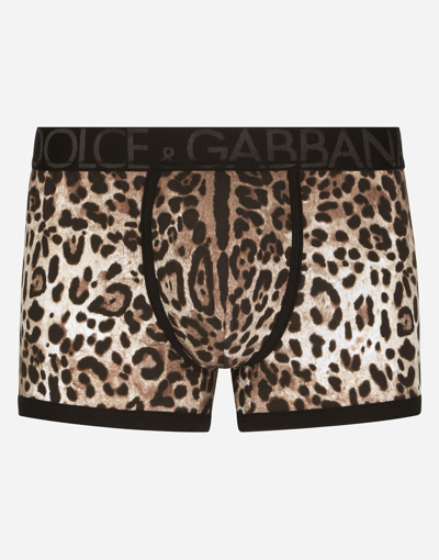 Dolce & Gabbana Leopard-print Two-way Stretch Cotton Boxers In Animal Print