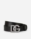 Dolce & Gabbana Black Belt With Buckle Closure And Interwoven Design In Leather Man In Black