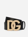 Dolce & Gabbana Lux Leather Belt With Crossover Dg Logo Buckle In Multicolor
